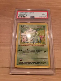 1999 Pokemon 1st Edition Shadowless Bulbasaur Base Set 44/102 - PSA 4 WOTC - Image 1