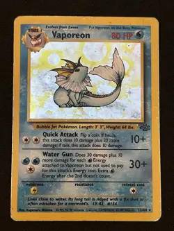 Pokemon TCG Vaporeon Holo Rare Card 12/64 Jungle Set, Vintage 1999 ⭐ PLAYED ⭐ - Image 1