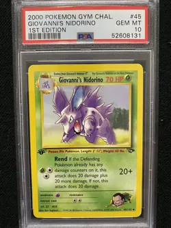 2000 Pokemon Gym Challenge 1st Edition Giovanni's Nidorino 45/132 PSA 10 - Image 1