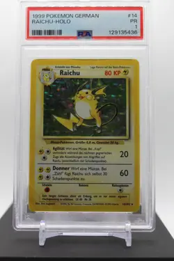 POP 2 - PSA 1 - 14/102 RAICHU HOLO - 1999 POKEMON GERMAN BASE SET - Image 1