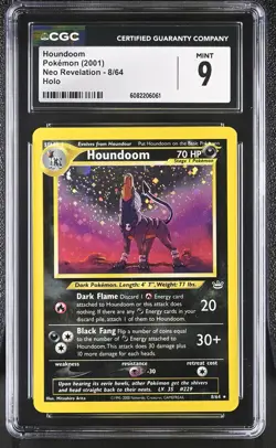 CGC 9 MINT Houndoom 2001 Neo Revelation 8/64 Holo Pokemon Card - Image 1
