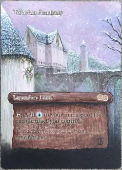 Mtg Tolarian Academy (Urza's Saga) - Hand Painted Altered Art - Scroll Art by IB - Image 1