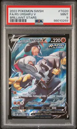 2022 Pokemon Brilliant Stars TG20 Full Art/Rapid Strike Urshifu V PSA 9 Mint - Image 3