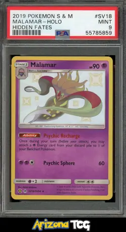 Pokemon 2019 Sun & Moon Hidden Fates Shiny Malamar Holo Rare SV18 PSA 9 - Image 1