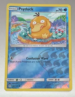 POKEMON TCG PSYDUCK 28/149 SUN & MOON REVERSE HOLO PACKET TO SLEEVE MINT - Image 1
