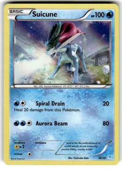 Pokemon Suicune (30 - Holo) 30/30 XY Trainer Kit: Pikachu Libre & Suicune Holo c - Image 1