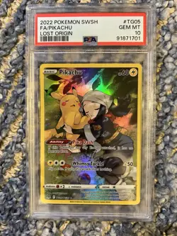 2022 Pokemon Sword & Shield Lost Origin Pikachu #TG05 Fa Lost Origin PSA 10 - Image 1