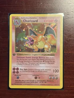Charizard 1st Edition Base Set Holo Card 004/102 Shadowless - NEAR MINT LOOK - Image 1