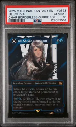 2025 MTG Final Fantasy Jill, Shiva's Dominant Borderless Surge Foil #0523 PSA 10 - Image 1