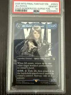 2025 MTG Final Fantasy Jill, Shiva's Dominant Borderless Surge Foil #0523 PSA 10 - Image 3