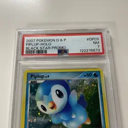 2007 Pokemon Diamond Pearl BLACK STAR PROMO #DP03 PIPLUP HOLO PSA 7 NM - Image 3