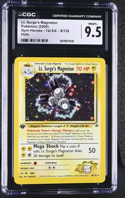 CGC 9.5 Lt. Surge's Magneton Gym Heroes 1st Edition 8/132 Holo Pokemon Card - Image 1