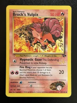 BROCK'S VULPIX W Stamp Pokemon Card - WOTC Promo - Gym Challenge - 37/132 LP (A) - Image 1