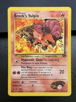 BROCK'S VULPIX W Stamp Pokemon Card - WOTC Promo - Gym Challenge - 37/132 LP (A) - Image 2