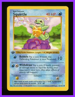 Squirtle - 63/102 - Base Set - 1st Edition Shadowless Card - Pokemon Card - Image 1