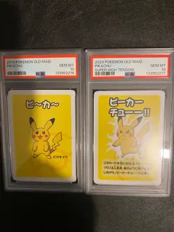 2019 AND 2023 POKEMON OLD MAID PIKACHU BOTH CARDS PSA 10 SEQUENTIAL CERTS - Image 1