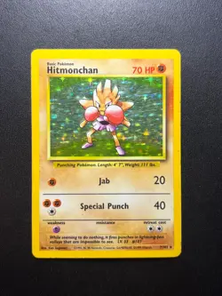 Pokemon TCG Hitmonchan Base Set 7/102 Holo Unlimited Holo Rare MP - Image 1