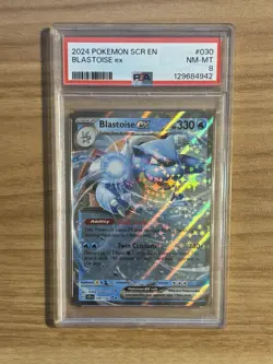 2024 POKEMON SCR EN STELLAR CROWN BLASTOISE EX #030 PSA 8 NM-MT - Image 1
