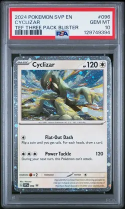 2024 Pokemon SVP EN Cyclizar #096 TEF Three Pack Blister PSA 10 - Image 1