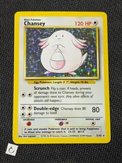 Chansey 3/102 - Base Set Unlimited Holo Rare WOTC Pokemon TCG MP - Image 1