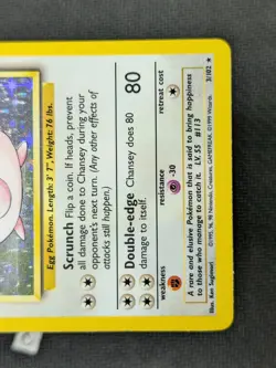 Chansey 3/102 - Base Set Unlimited Holo Rare WOTC Pokemon TCG MP - Image 5