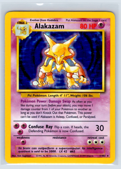 Alakazam #1/102 - Base Set - Holo - MP Moderately Played Pokemon - Image 1