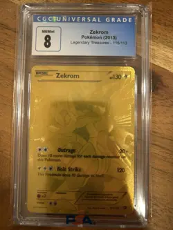 Zekrom 115 Full Art Secret Rare CGC 8 115/113 Legendary Treasures Gold Pokemon - Image 2