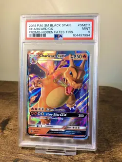 Pokemon TCG Charizard GX Hidden Fates Holo Promo SM211 PSA 9 Mint - Image 1