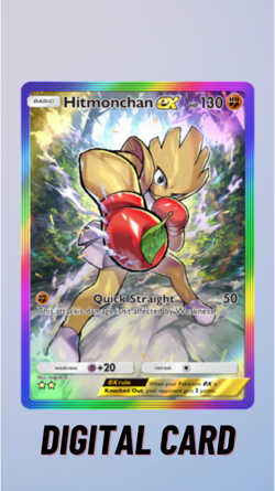 Pokemon TCG Pocket Hitmonchan EX Rainbow Mega Rising Trade 2 Star ?? (English) - Image 1