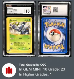 CGC 10 Heracross 64/144 Non Holo Skyridge Pokemon 2003 LOW POP - Image 3