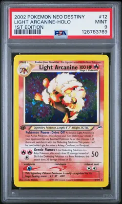2002 POKEMON NEO DESTINY 1ST ED #12 LIGHT ARCANINE-HOLO PSA 9 - Image 1