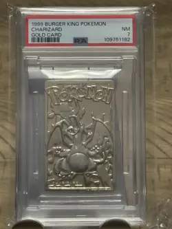1999 Burger King Pokemon Pokeball Charizard Gold Card #06 PSA 7 - Image 2