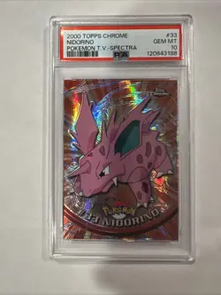 2000 Topps Chrome Nidorino #33 Spectra Pokemon TV PSA 10! POP 20! New CERT! - Image 1