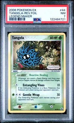 Pokemon Card Tangela 44/92 Reverse Holo Foil Legend Maker PSA 7 NM - Image 1