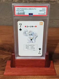 1996 Pokemon Machoke Green Back Poker Playing Card 7 of Clubs - PSA 10 - Image 1
