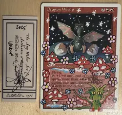 MTG WB Dragon Whelp Alter Altered Sketch Art Amy WEBER Magic - Image 1