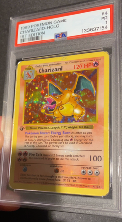 PSA 1 1st Edition Charizard Base 4/102 (HOLO BLEED) Holo Rare 1999 Pokemon Card - Image 2