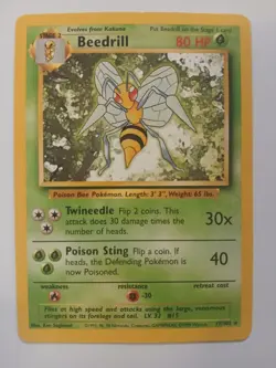 Beedrill 17/102 Base Set Unlimited Non Holo Rare LP-MP WotC Vintage Pokemon Card - Image 1