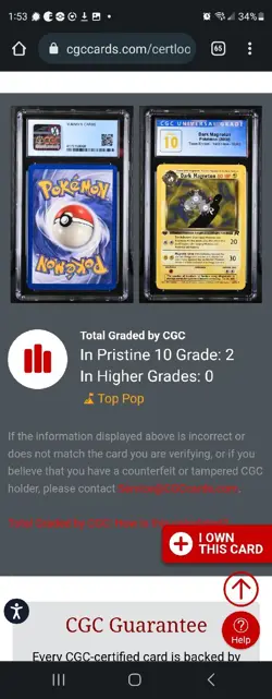 (POP 2) CGC 10 PRISTINE 2000 Pokemon 1st Edition Dark Magneton 28/82 Team Rocket - Image 4