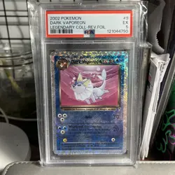 2002 POKEMON LEGENDARY COLLECTION #9 DARK VAPOREON-REVERSE FOIL PSA 5 - Image 1