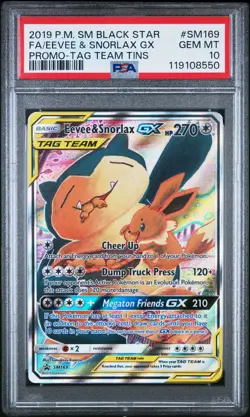2019 POKEMON SM BLACK STAR PROMO #SM169 FULL ART/EEVEE & SNORLAX GX PSA 10 - Image 1
