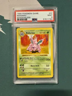 1999 Pokemon TCG Base Set Shadowless Nidorino #37/102 PSA 9 MINT - Image 1