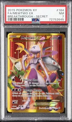 2015 POKEMON XY BREAKTHROUGH SECRET #164 FULL ART/MEWTWO EX PSA 7 - Image 1
