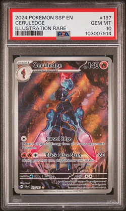 2024 POKEMON SSP EN-SURGING SPARKS ILLUSTRATION RARE #197 CERULEDGE PSA 10 - Image 1