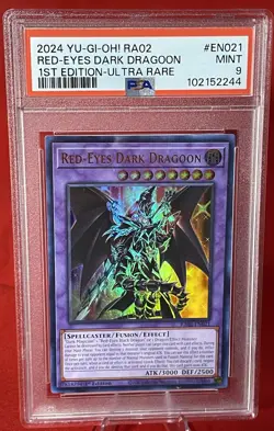 Red-Eyes Dark Dragoon 2024 YuGiOh! 1st Edition ULTRA RARE PSA 9 MINT RA02 #EN021 - Image 1