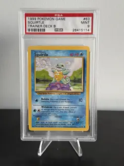 PSA 9 MINT Squirtle Trainer B Deck 1999 Pokemon Base Set Card 63/102 - Image 1