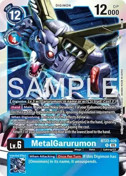 Digimon Cyber Eden BT22 - 026 MetalGarurumon Rare Card - Image 1