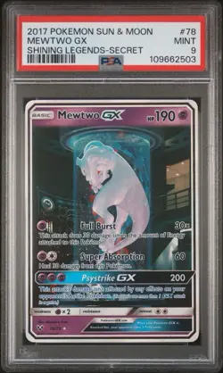 Pokemon Mewtwo GX 39/73 Shining Legends Holo Card PSA 9 Mint TCG - Image 1