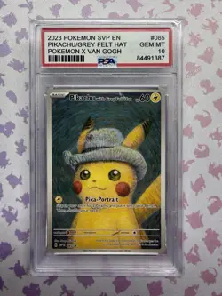 2023 Pokemon Pikachu with Grey Felt Hat Promo SVP #085 PSA 10 FanArt Custom Card - Image 1