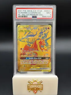 PSA 9 MINT Pokemon Gold Reshiram & Charizard GX SM247 Promo Premium Collection - Image 1